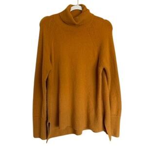 J. Crew Mustard Orange Yellow Knit Turtleneck Sweater Size S Fall Cozy Casual